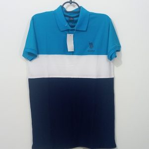 Men's Color Block Polo T-Shirt – Blue, White & Navy